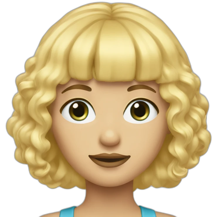 Blonde frange yeux bleus sourit emoji
