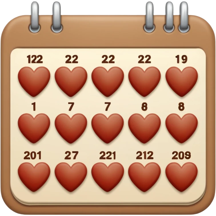 .make a November 2025 mini calendar with right brown hearts with cream colored dates wi rounded corners emoji