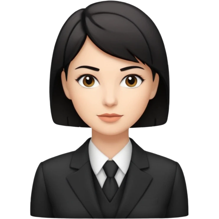 a white woman who has black short hair on interview emoji