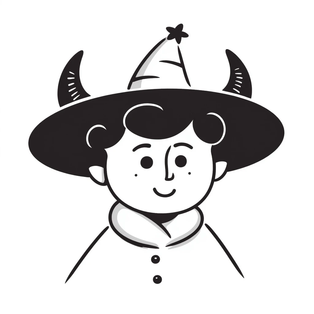 smiling demon with a big hat that has holes for its horns emoji