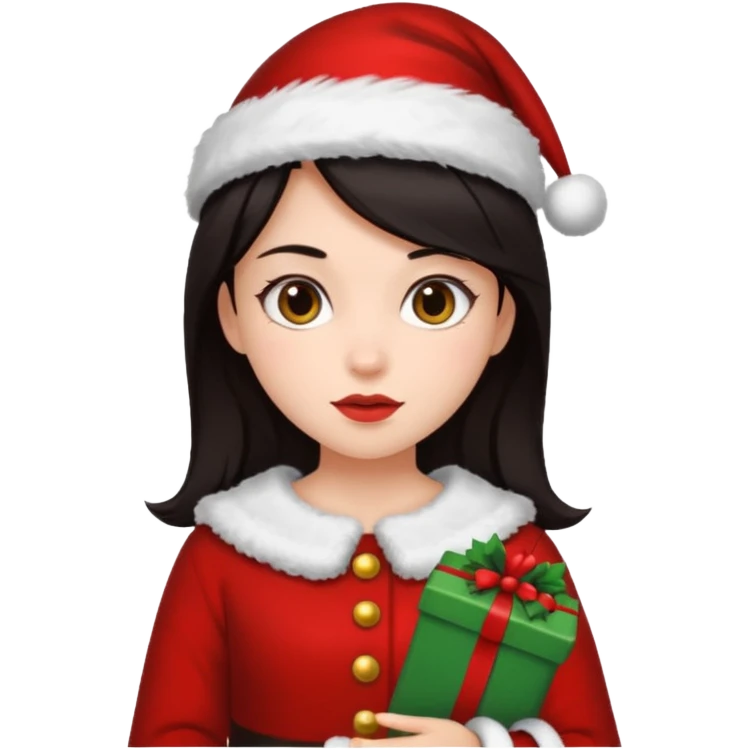 girl with dark hair in christmas clothes emoji