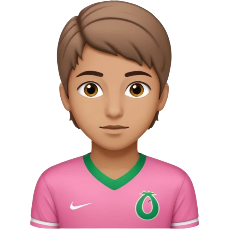 Adolecent arabe avec coupe plaquer sur le coté maillot de lalgerie rose emoji