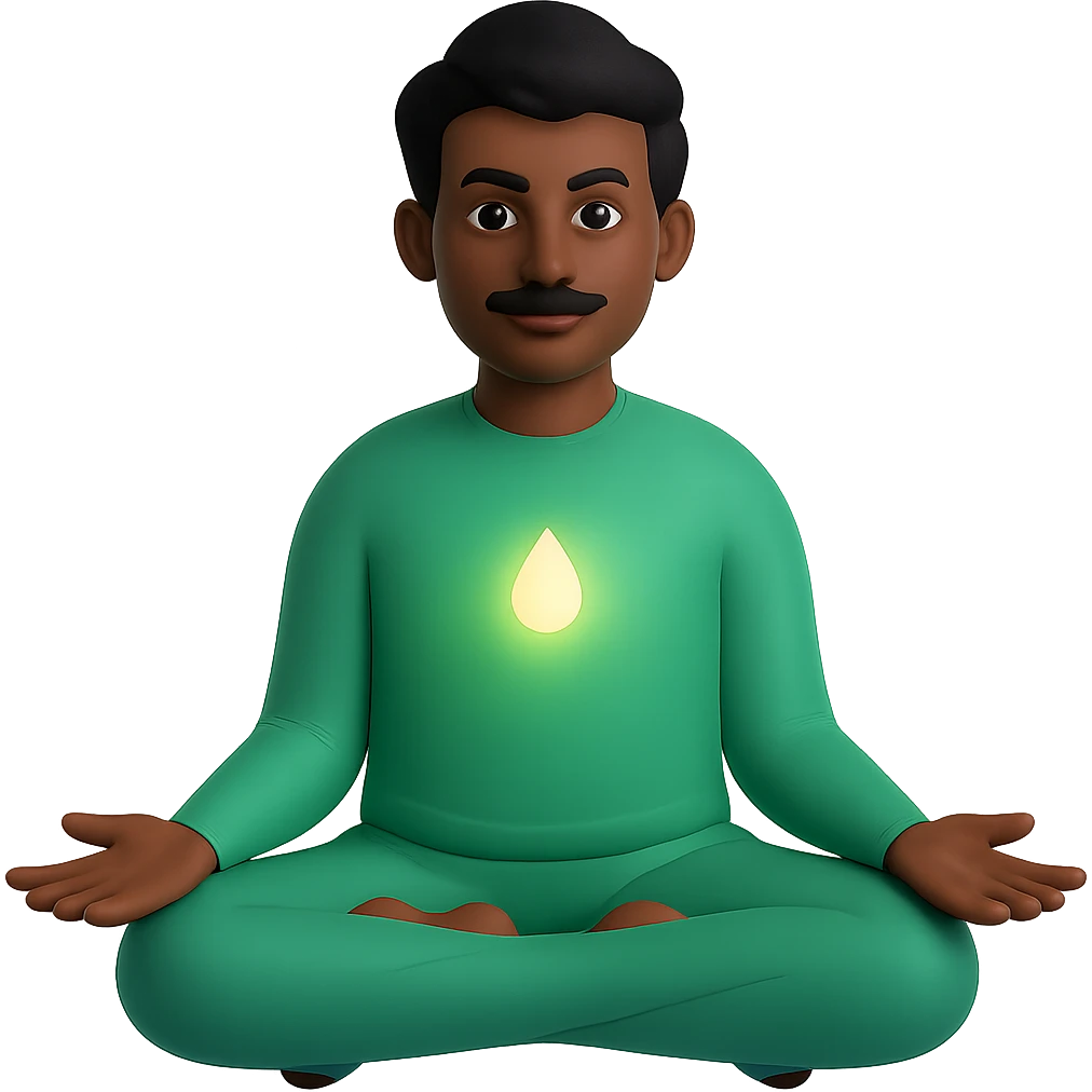 Make the person appear Indian with traditional Indian features and skin tone, keep the soft green aura as is, no background. emoji