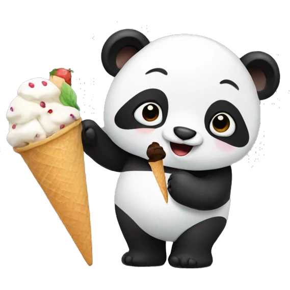 Panda eating ice cream emoji