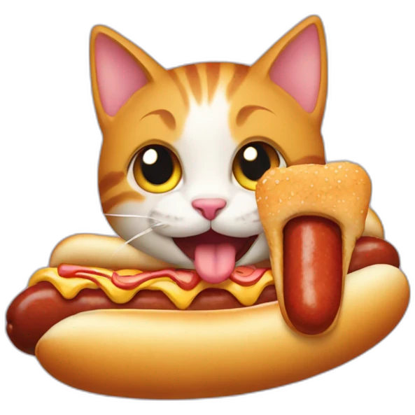 cat eating hotdog emoji