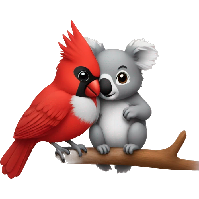 Cardinal cuddle with koala emoji