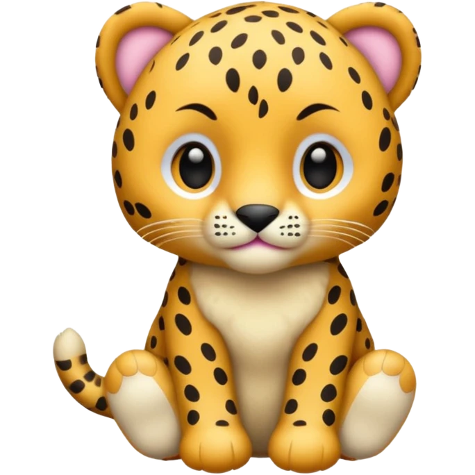 A stuffed animal peep with cheetah print emoji