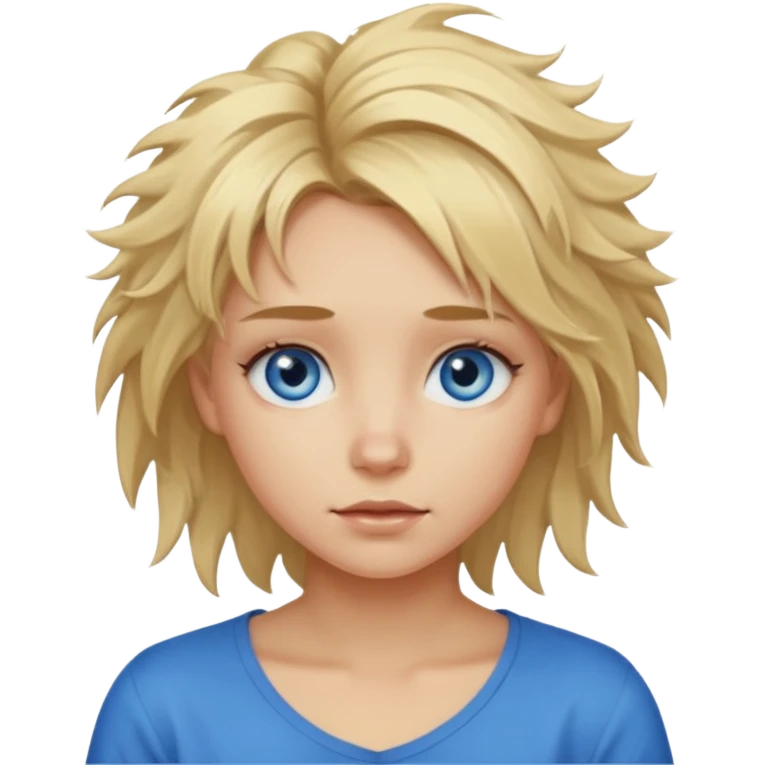 blonde girl, with messy hair emoji