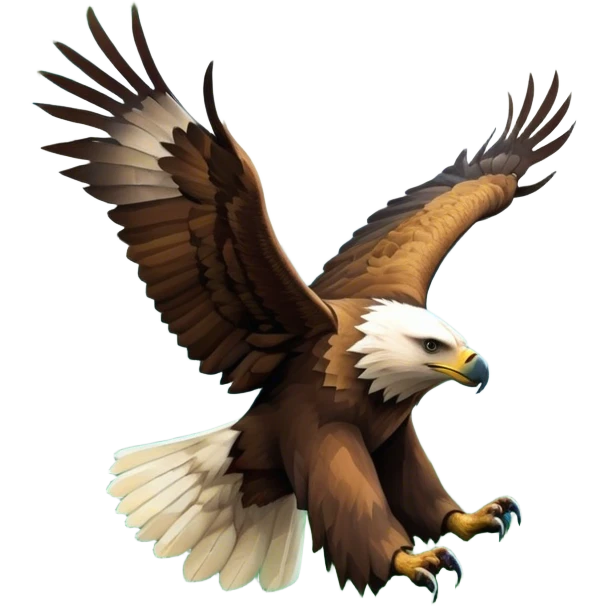 Collage of wild animals: a majestic bear in a lush green forest, a soaring eagle in the sky. A vibrant and detailed nature scene, capturing the beauty of wildlife. Transparent background. emoji