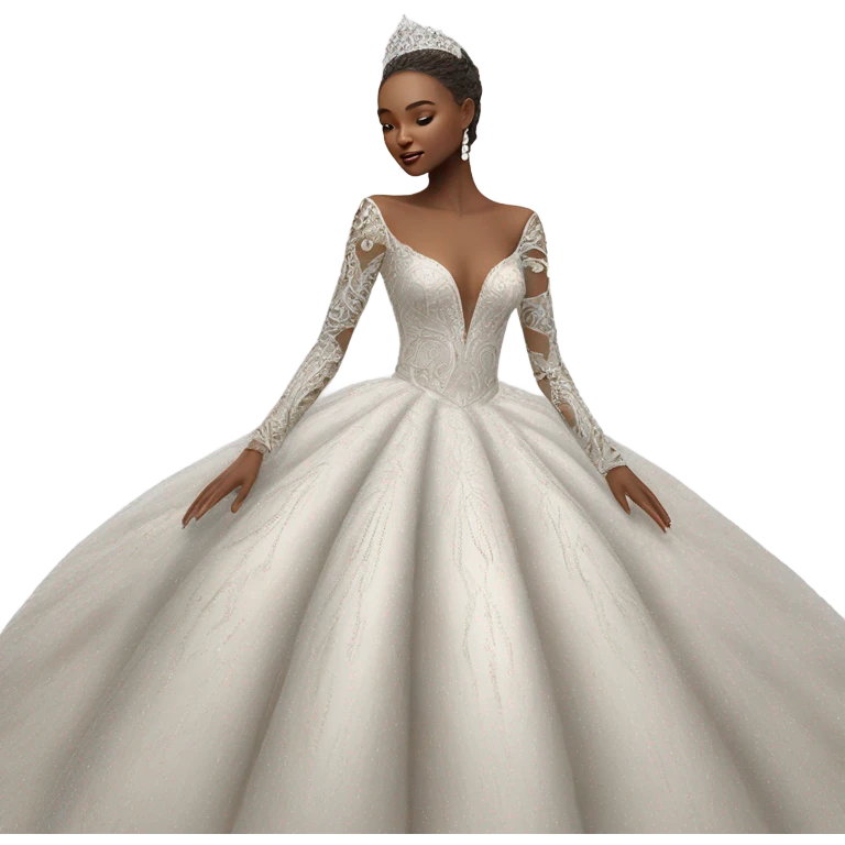 Hyper Realistic ornate ballgown long sleeve Wedding dress with diamanté  emoji