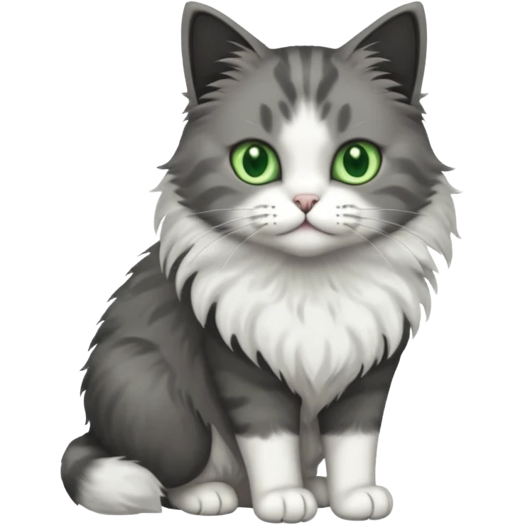 full body half dark grey and half white cat with white front legs emoji