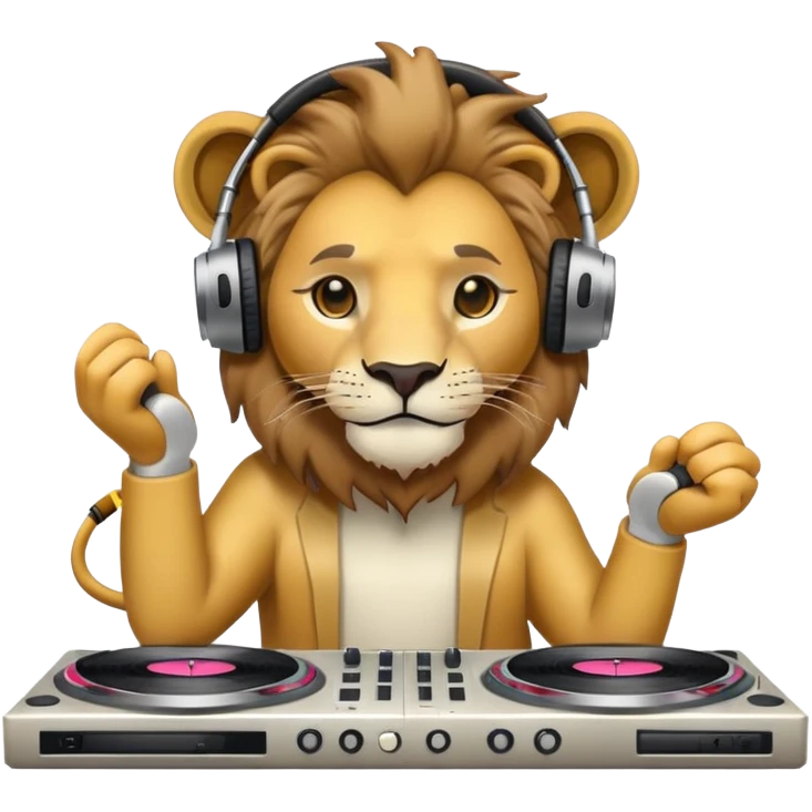 Leone che fa il dj emoji