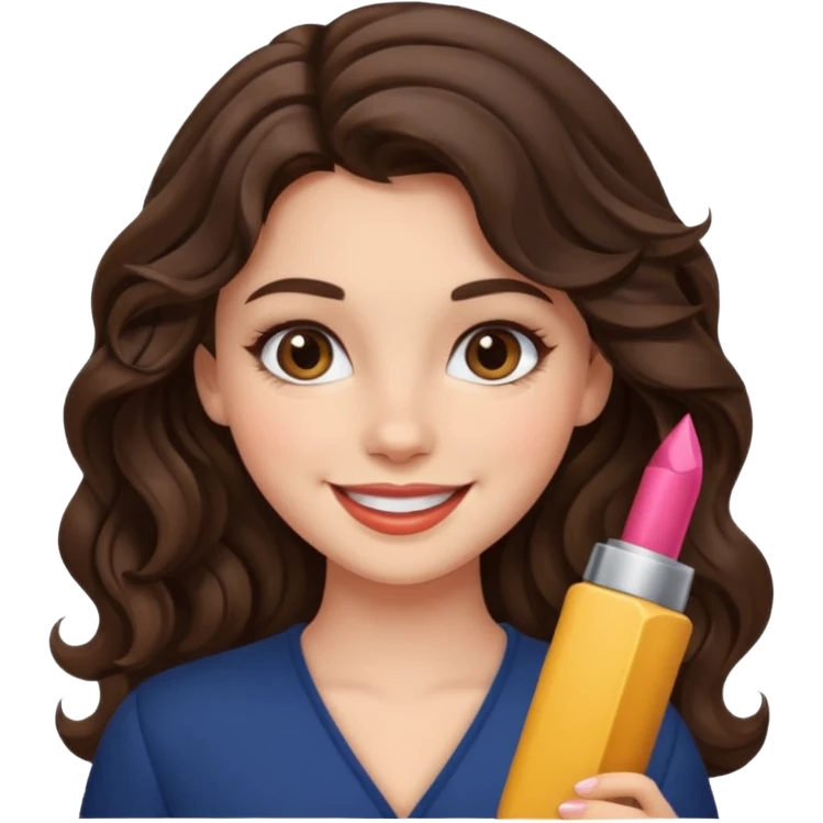 generate pretty brunette girl with wavy hair makeup  emoji