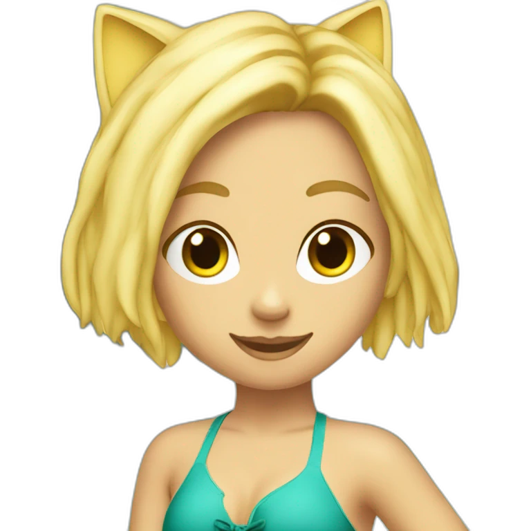 hot catgirl blonde swim suit emoji