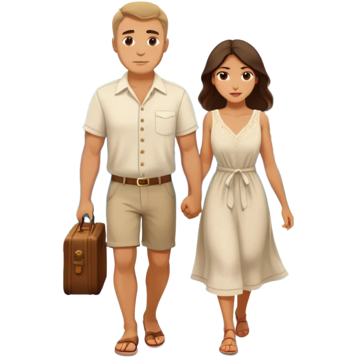 Couple traveling in Montenegro russian man and elegant  Latina girl  emoji
