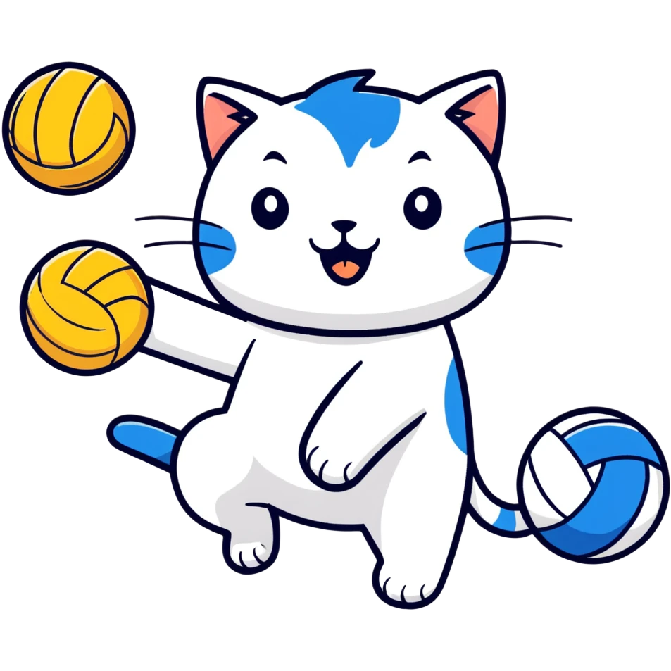 Cat spiking a volleyball emoji