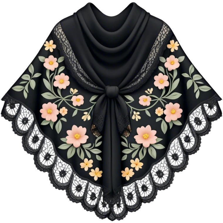 A simple black lace shawl with a delicate design emoji