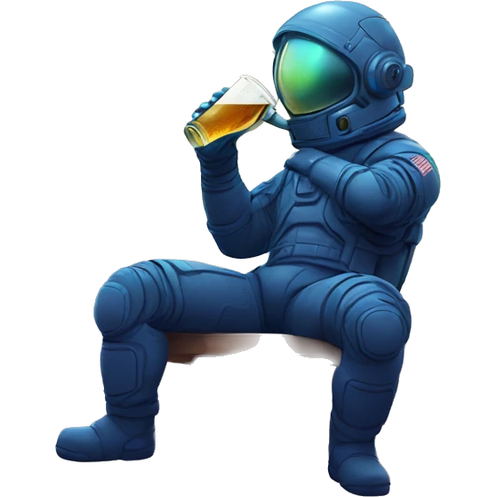 Person sat on a galactic nebula drinking beer, line drawn style emoji