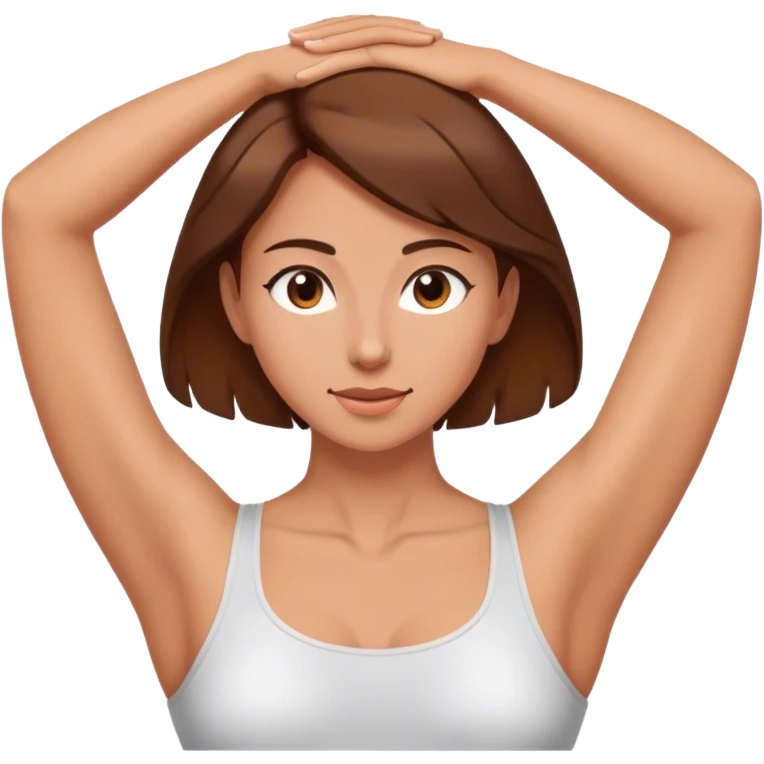 Shoulder Stretch female brown hair  emoji