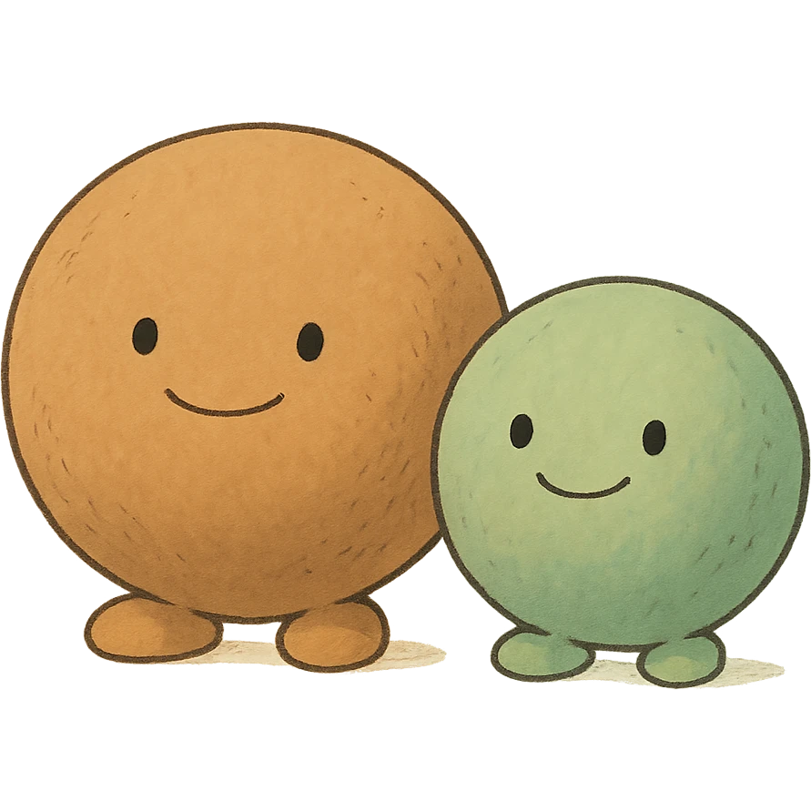 ghibli style two balls standing together, no background emoji