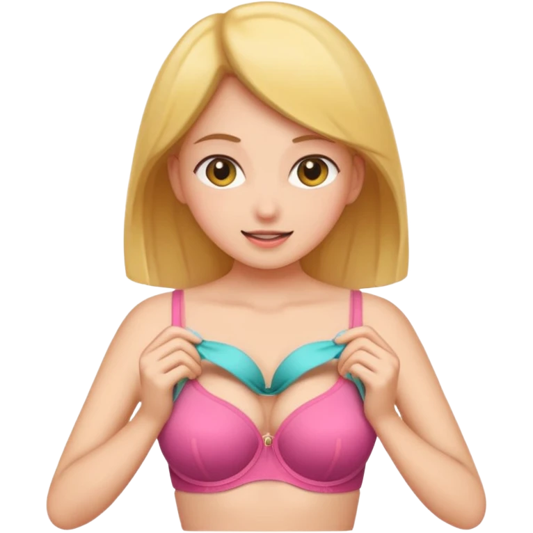 A girl opening bra emoji
