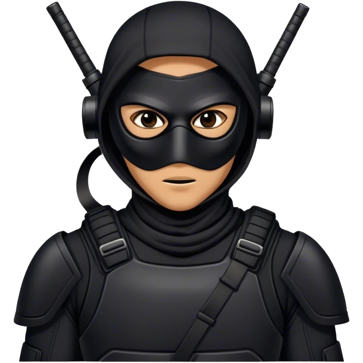 A masked assassin in a black tactical suit emoji