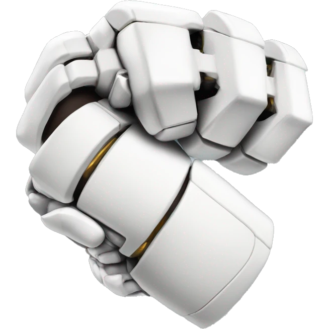 Flexing white mechanical cyborg bicep emoji