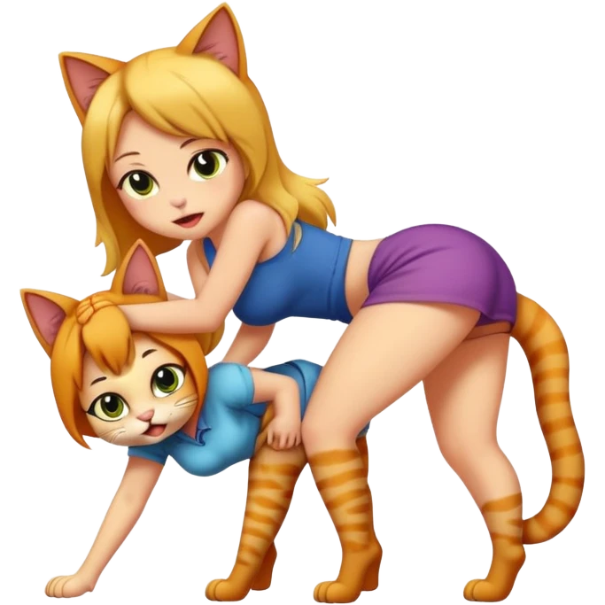 cat spanks girl on ass emoji