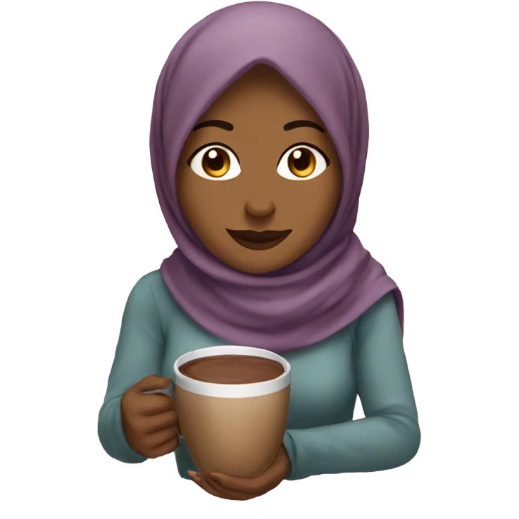 Hijabi drinking hot chocolate emoji