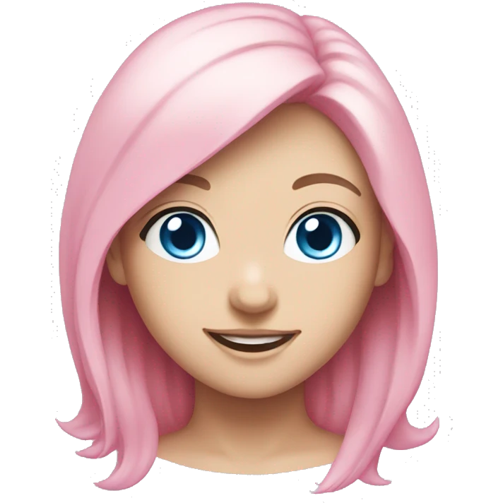 Pink smiling cute girly blue eyes emoji
