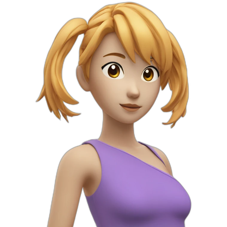 Beautiful anime girl body, modeled and rendered in Cinema4D, with Face, Body and Hair Details enhanced for a more realistic look. emoji