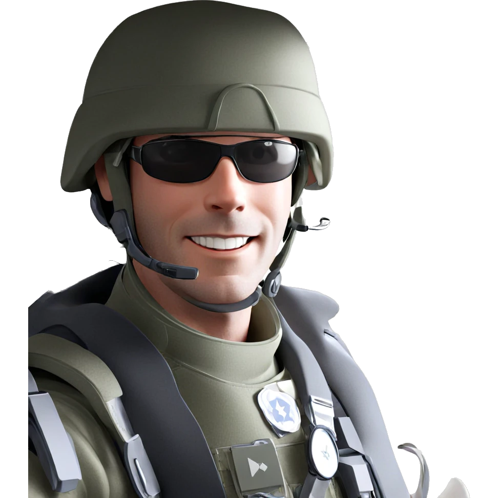 smiling pilot in military uniform emoji