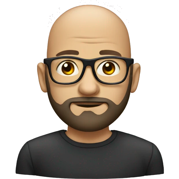 a bald man with a beard and inverted glasses emoji
