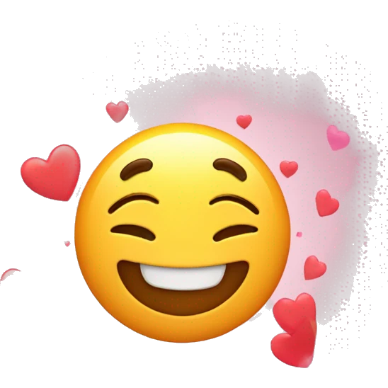 Bashful emoji with hearts fluttering around head emoji