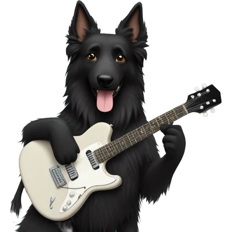 Belgian sheepdog play guitar rock emoji