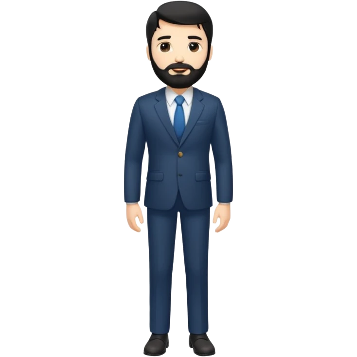 Hombre blanco con barba, su cabello es negro cuerpo entero emoji