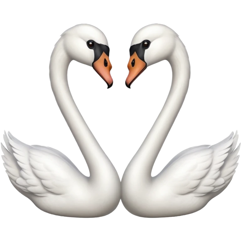 Two swans facing each other head to head, making heart shape emoji
