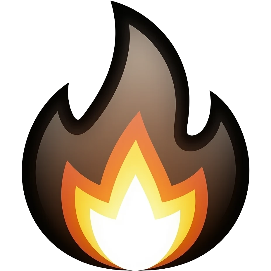 Black Kuwaii fire emoji emoji