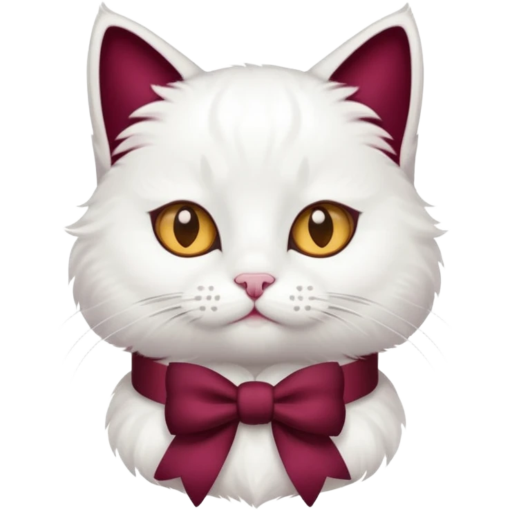 A white cat with a burgundy bow around his neck emoji