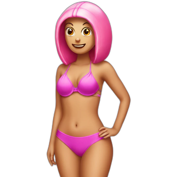 Pink slug with bikini emoji