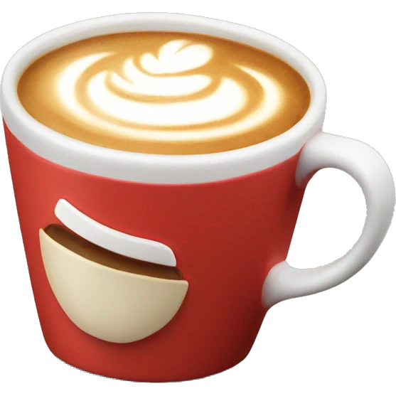 cafe latte in red and white mug emoji