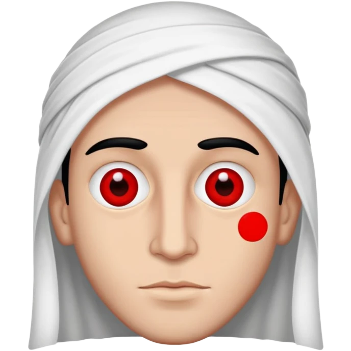 Super idol with only half of his fave being visible and he has no eyes but halfway through appears 2 red dots as eyes and super idol is a Cold War (if it was in the Middle East) color and the background is pitch black  emoji