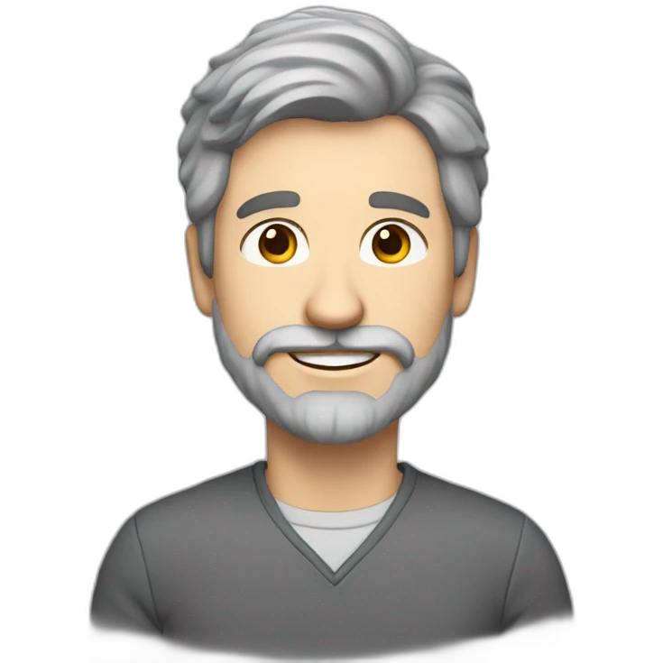Happily inattentive and hyperactive man with brown hair and a grey beard emoji