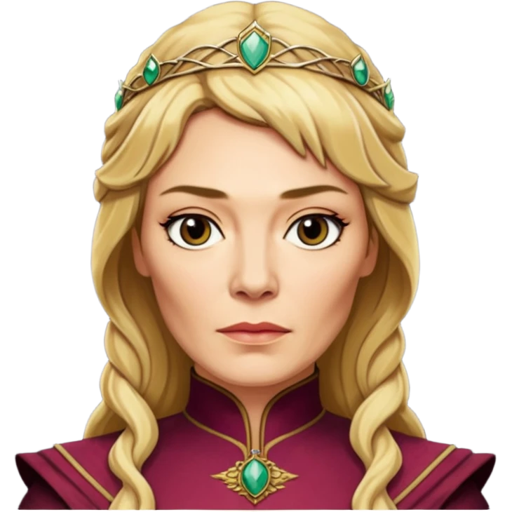 Cersei Lannister 40 years wihtout crown   from Games of throne character face only front face emoji