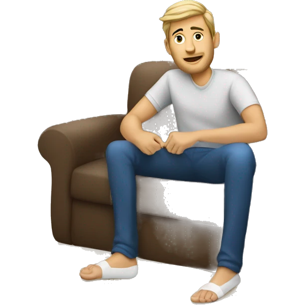 Create a European male on the couch with his feet on coffee table emoji
