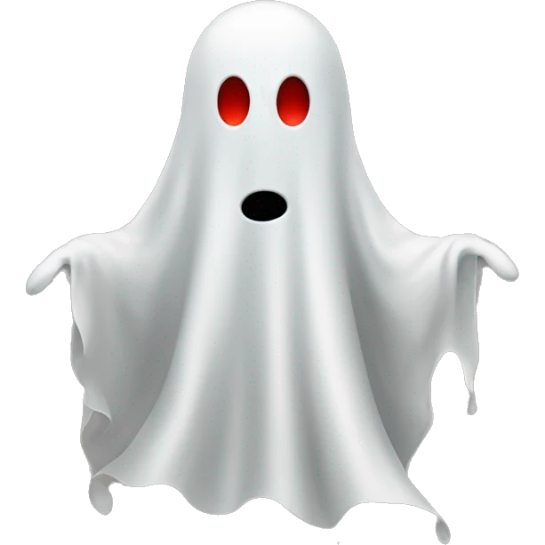 stickman looking  ghost with red smile and full black eyes emoji