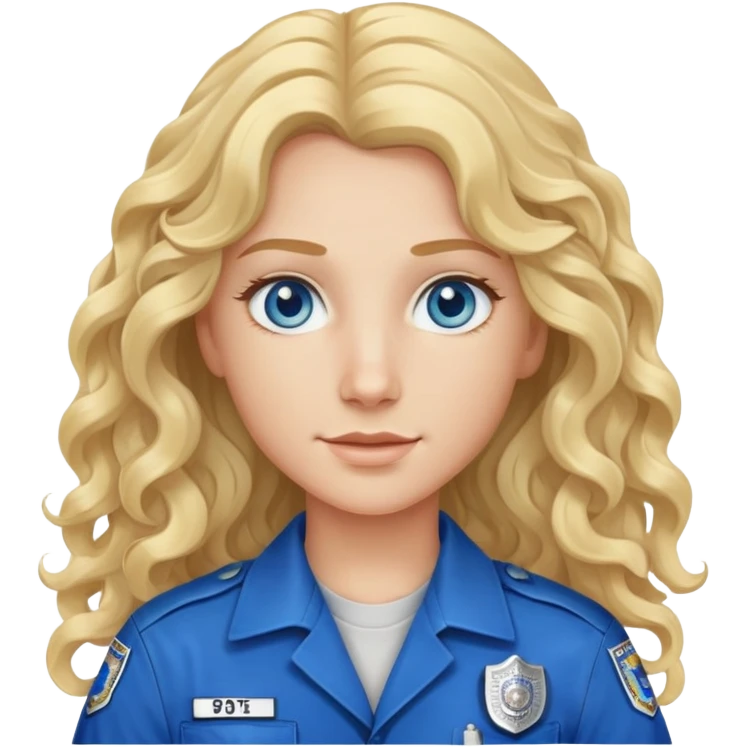 911 first responder with long curly blonde hair and gray/blue eyes emoji