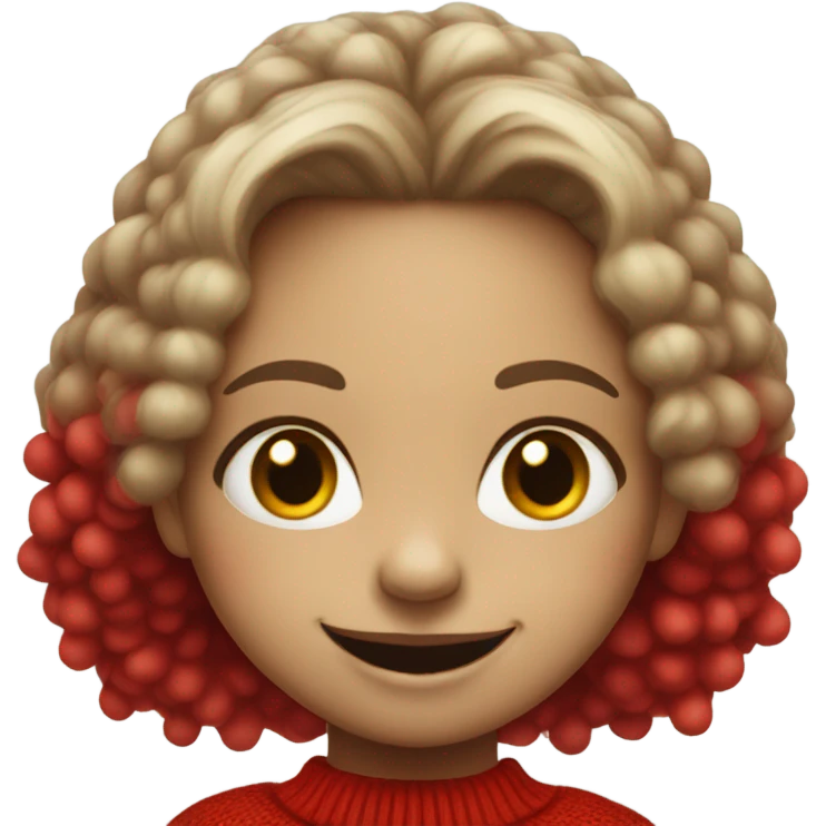 smiling girl in sweater with a clown nose emoji