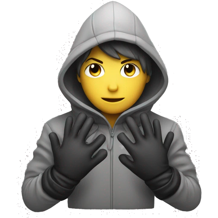 grayscale mysterious hooded boy in gloves emoji