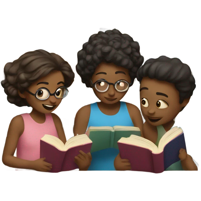 a group of people reading books emoji